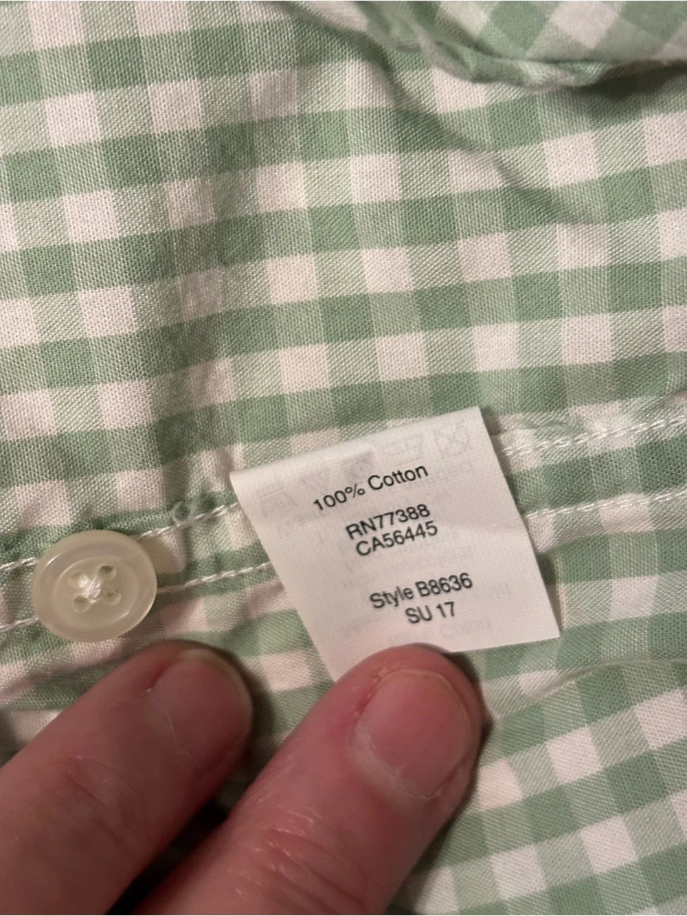 J.Crew Mens M Slim Fit Green Gingham Button Down Shirt 100% Cotton